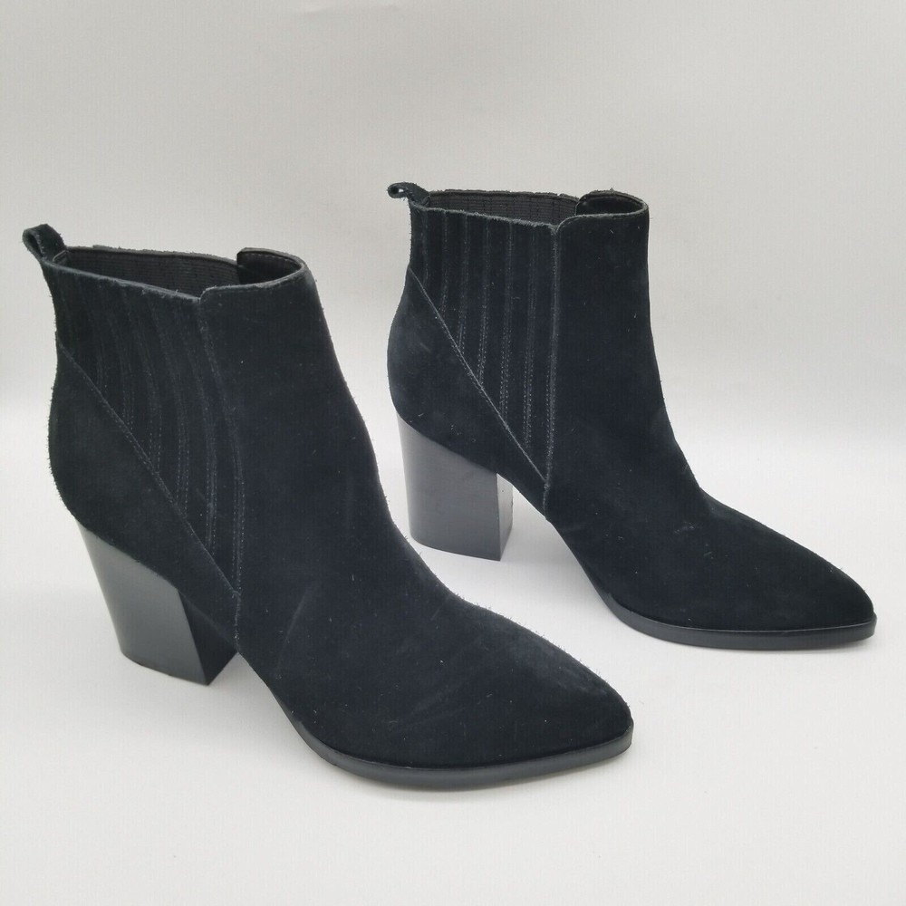 Marc Fisher Womens Black Suede Pointed Toe Pull On Alva Heel Booties Size 7.5 M
